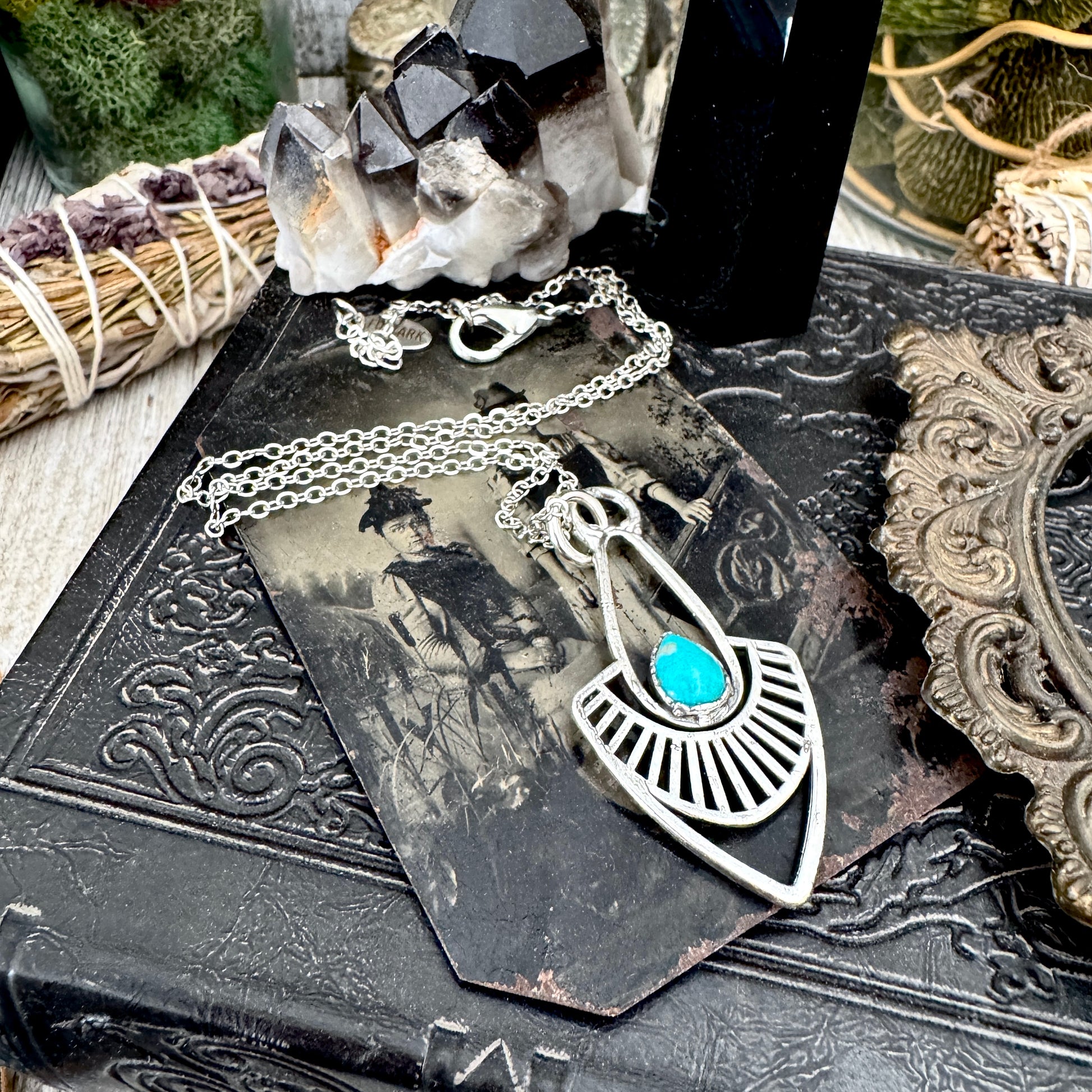 Tibetan Turquoise Necklace in Fine Silver / Foxlark Collection - One of a Kind FOXLARK