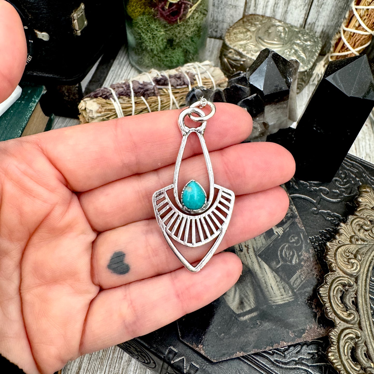 Tibetan Turquoise Necklace in Fine Silver / Foxlark Collection - One of a Kind FOXLARK