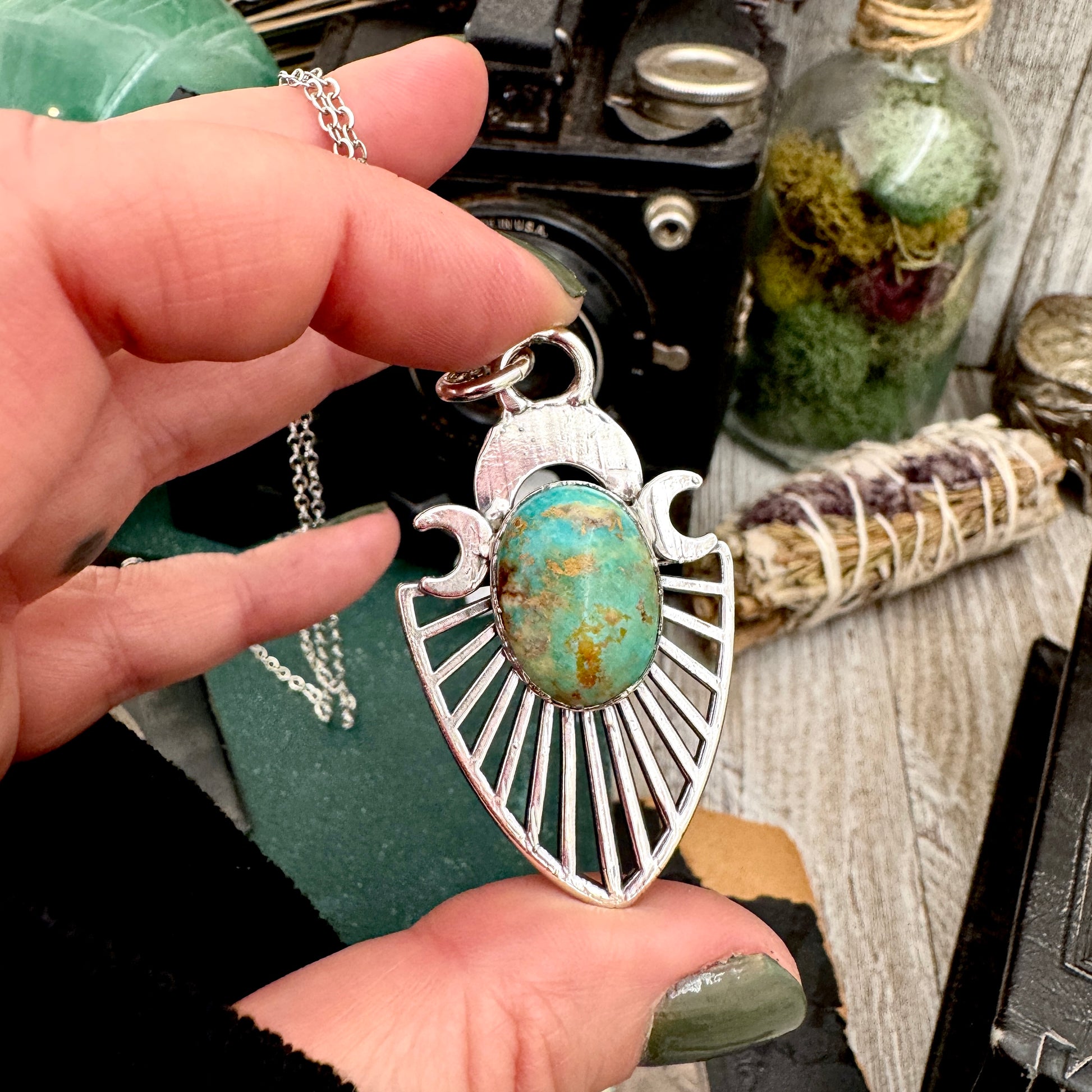 Tibetan Turquoise Necklace in Fine Silver / Foxlark Collection - One of a Kind FOXLARK