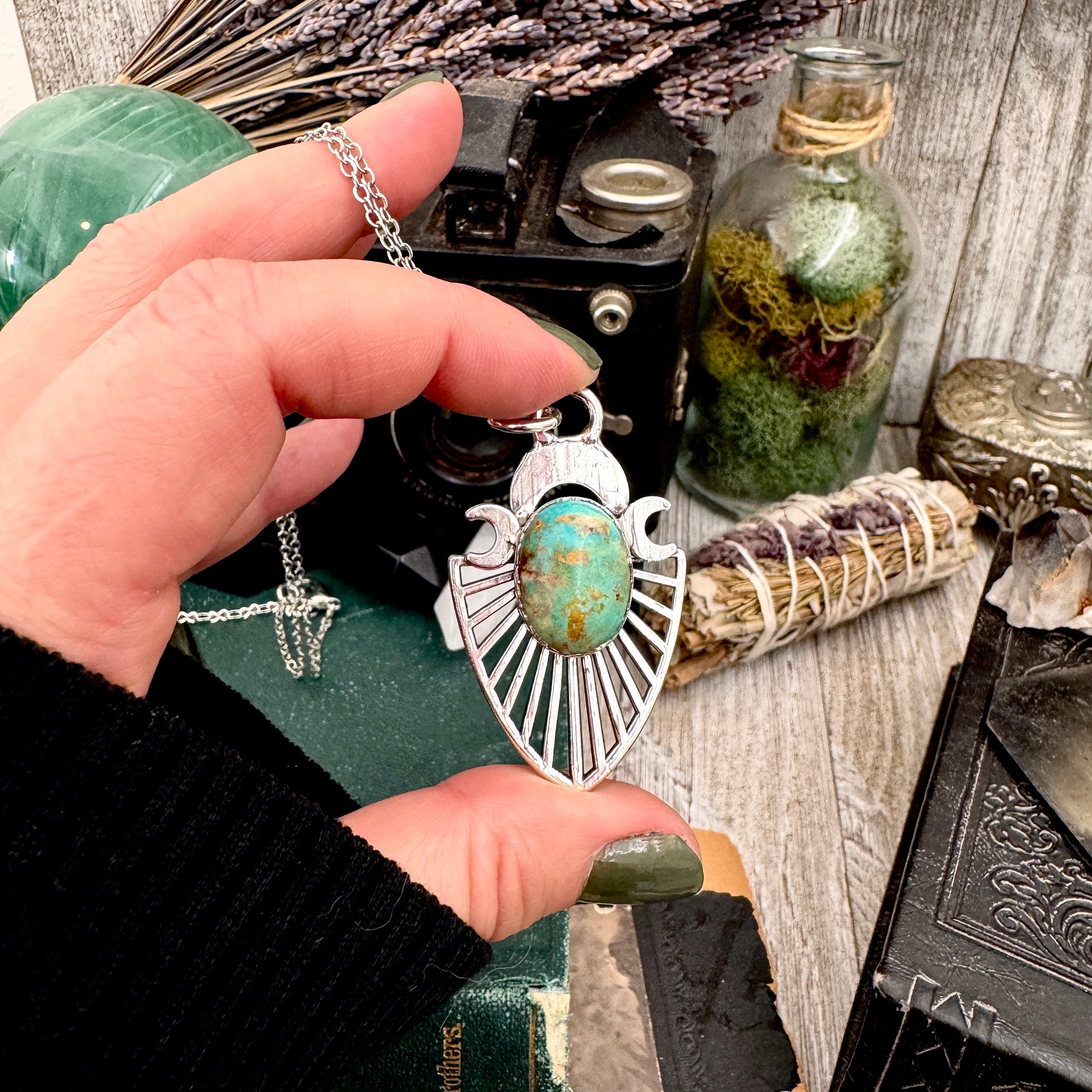 Tibetan Turquoise Necklace in Fine Silver / Foxlark Collection - One of a Kind FOXLARK