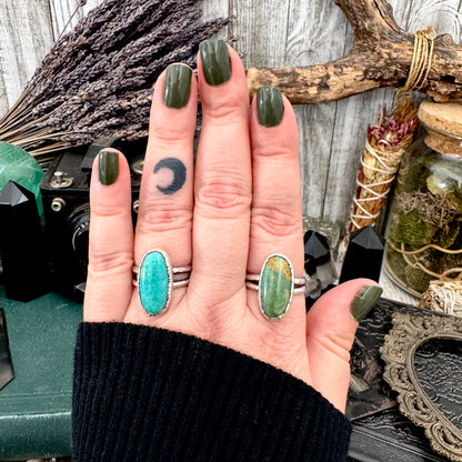 Handmade Tibetan Turquoise Ring in Fine Silver / Size 7 8 9 / Foxlark Collection