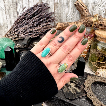 Handmade Tibetan Turquoise Ring in Fine Silver / Size 7 8 9 / Foxlark Collection