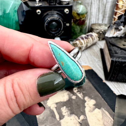 Handmade Tibetan Turquoise Ring in Fine Silver / Size 7 8 9 / Foxlark Collection FOXLARK