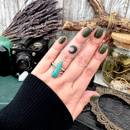 Handmade Tibetan Turquoise Ring in Fine Silver / Size 7 8 9 / Foxlark Collection FOXLARK