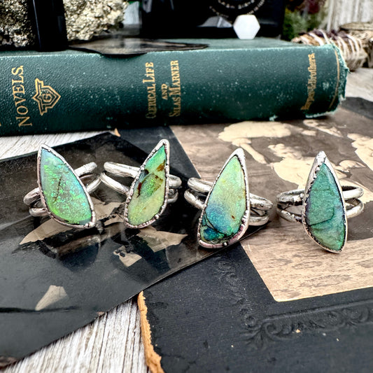 Handmade Sterling Opal Ring in Fine Silver / Size 7 8 9 9.5 / Foxlark Collection