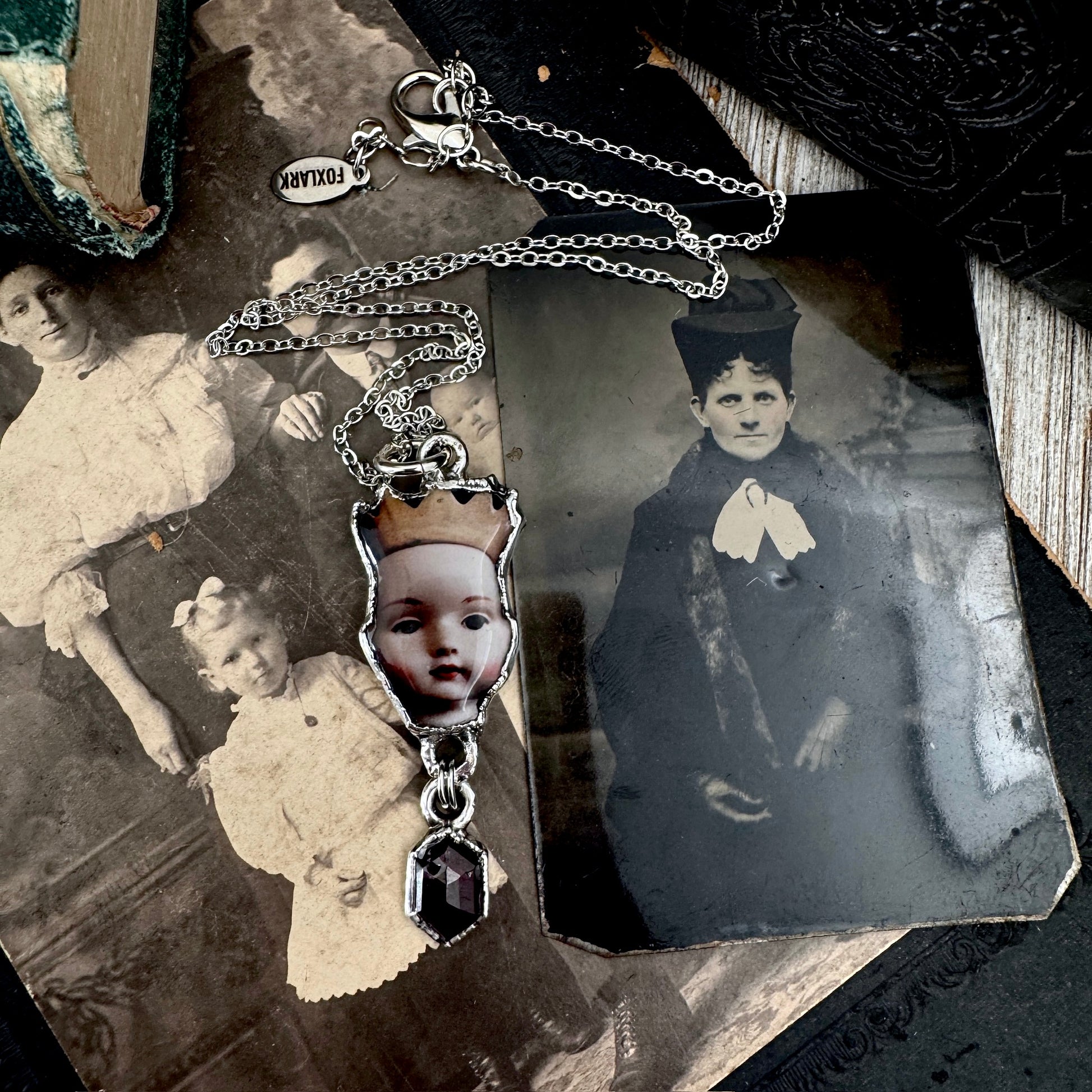 The Weirdlings - Fine Silver Necklace with Garnet / One of a Kind FOXLARK