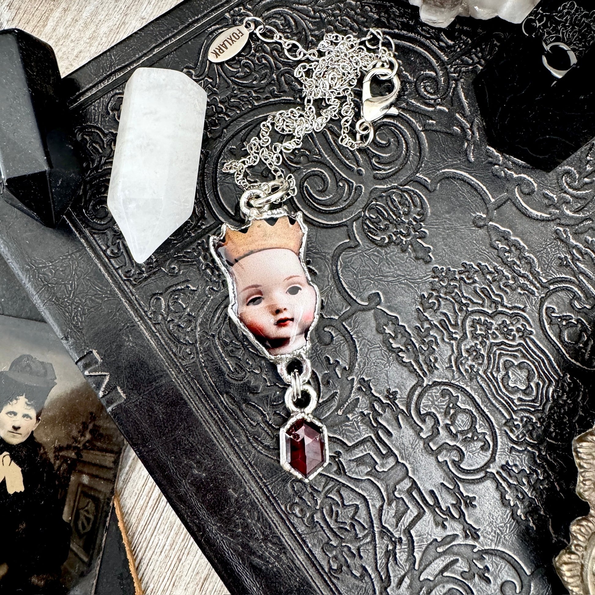 The Weirdlings - Fine Silver Necklace with Garnet / One of a Kind FOXLARK
