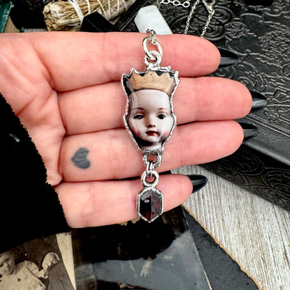 The Weirdlings - Fine Silver Necklace with Garnet / One of a Kind FOXLARK