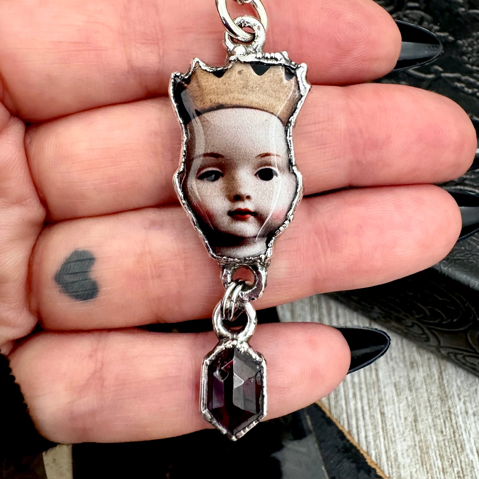 The Weirdlings - Fine Silver Necklace with Garnet / One of a Kind FOXLARK