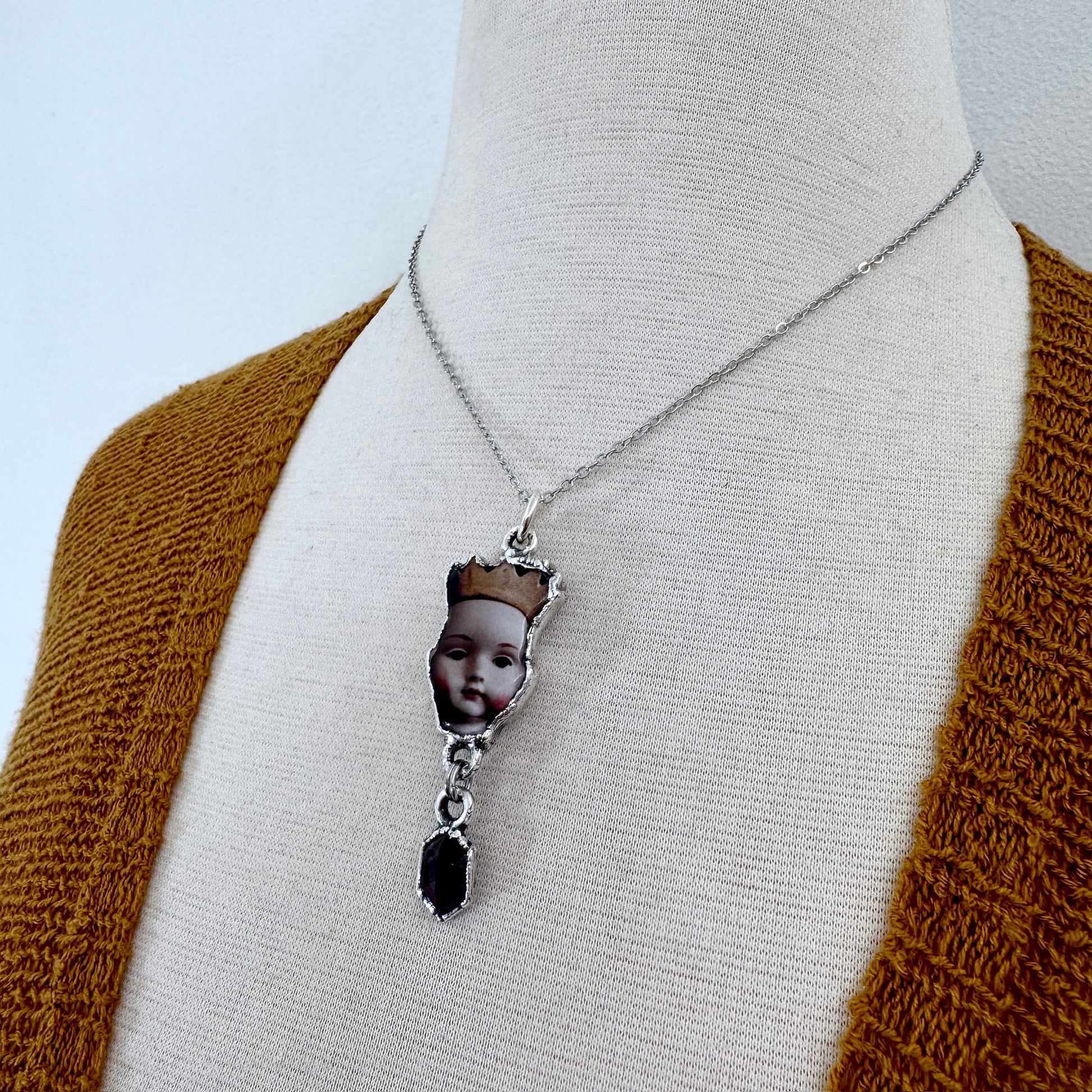 The Weirdlings - Fine Silver Necklace with Garnet / One of a Kind FOXLARK
