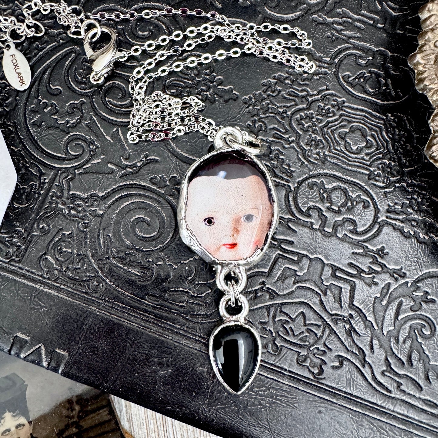 The Weirdlings - Fine Silver Necklace with Obsidian / One of a Kind FOXLARK