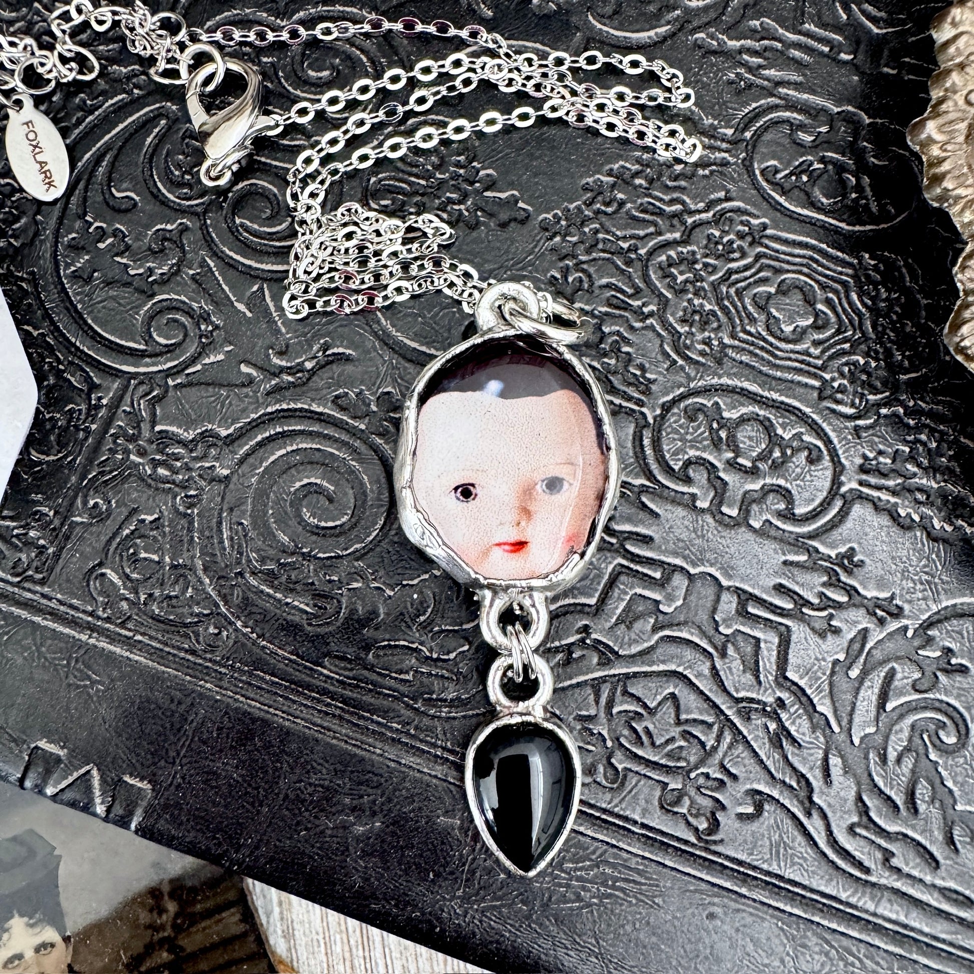 The Weirdlings - Fine Silver Necklace with Obsidian / One of a Kind FOXLARK