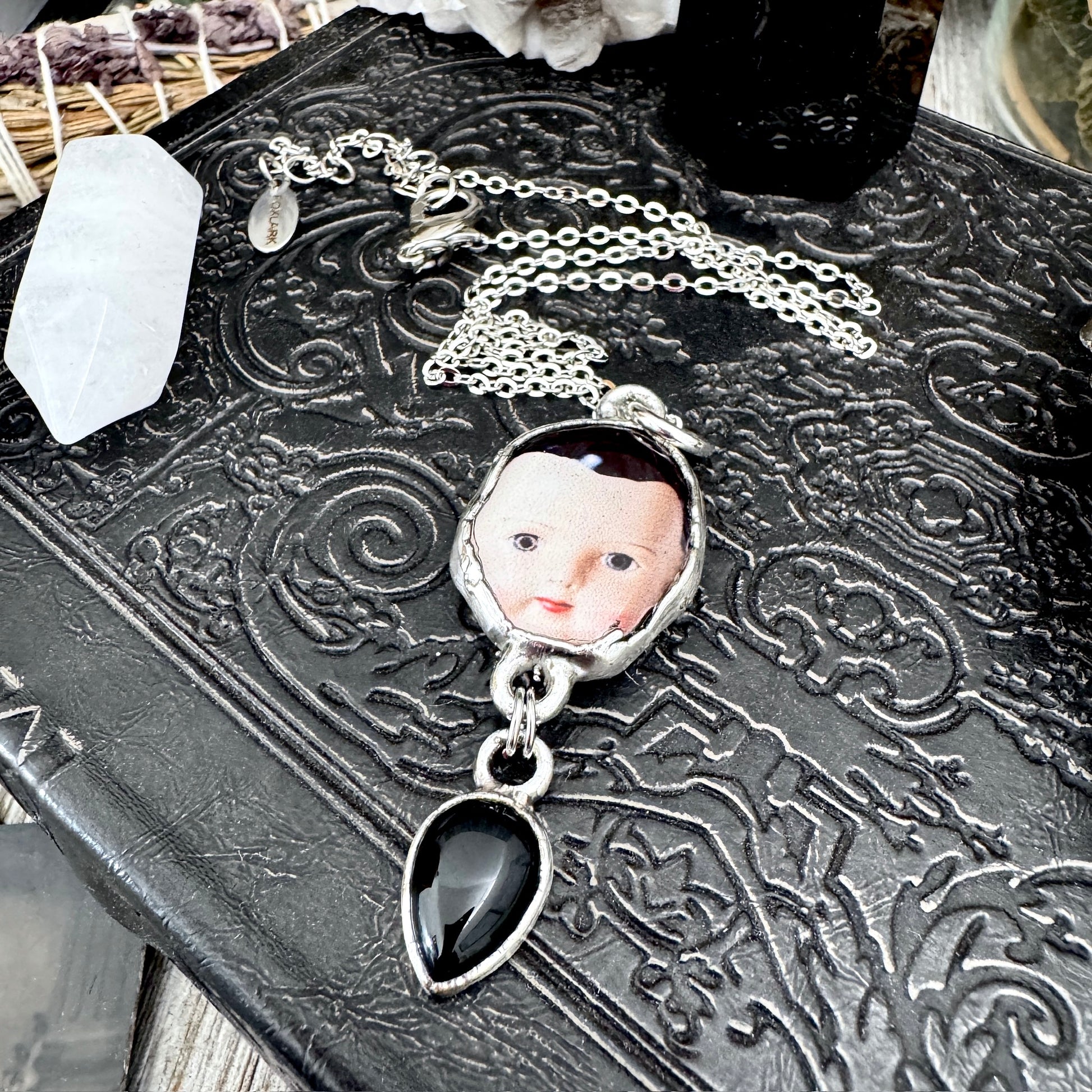 The Weirdlings - Fine Silver Necklace with Obsidian / One of a Kind FOXLARK