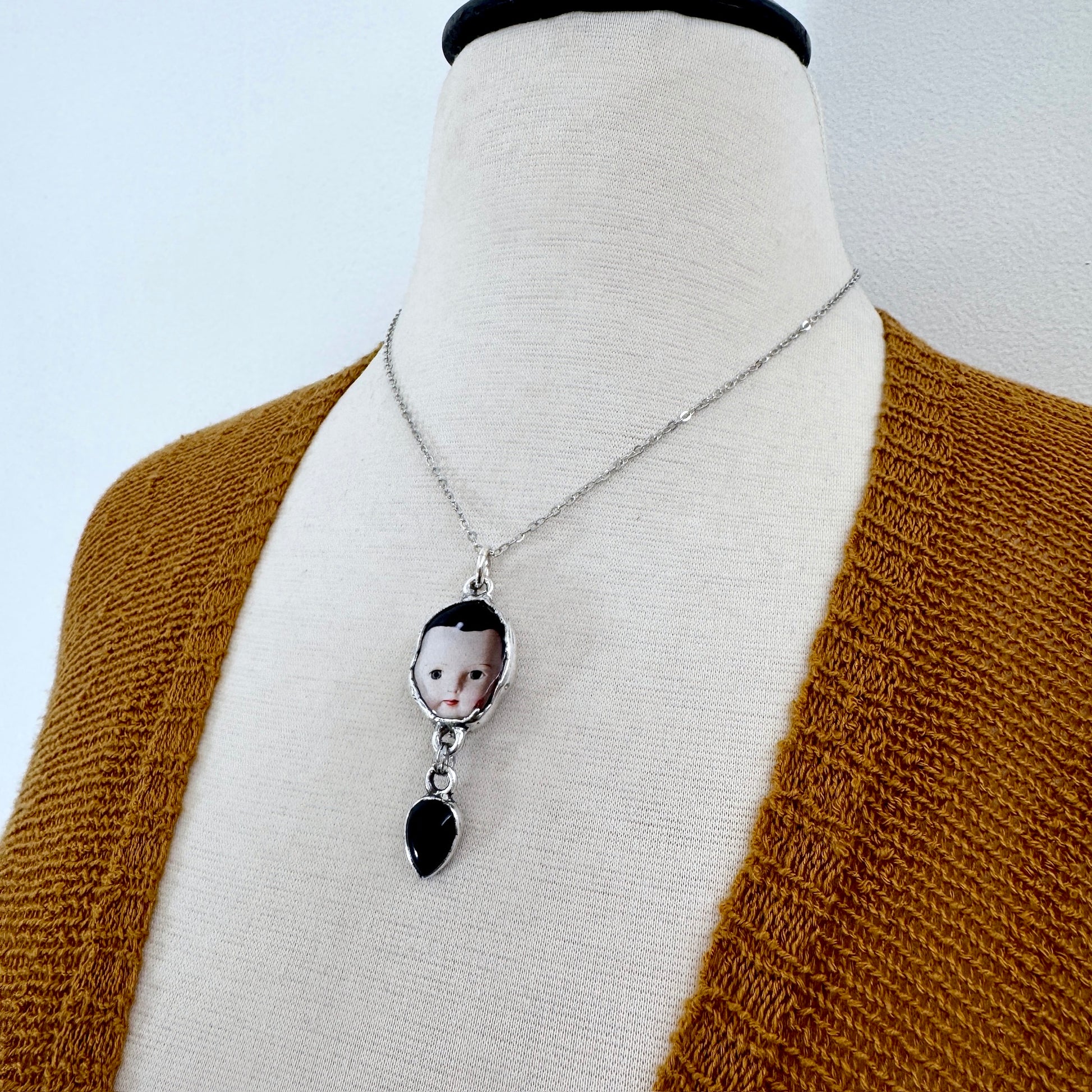 The Weirdlings - Fine Silver Necklace with Obsidian / One of a Kind FOXLARK