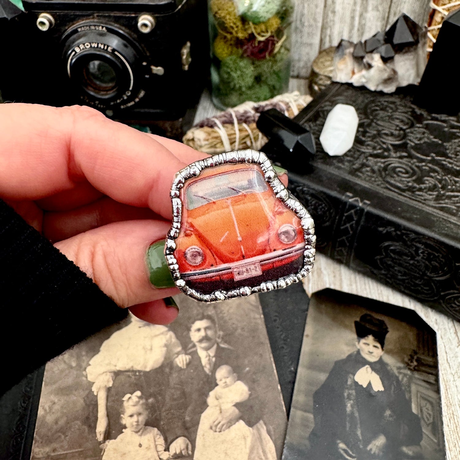Vintage Car VW Bug - Fine Silver Ring Size 10.5 The Paper Projects Collection / One of a Kind FOXLARK