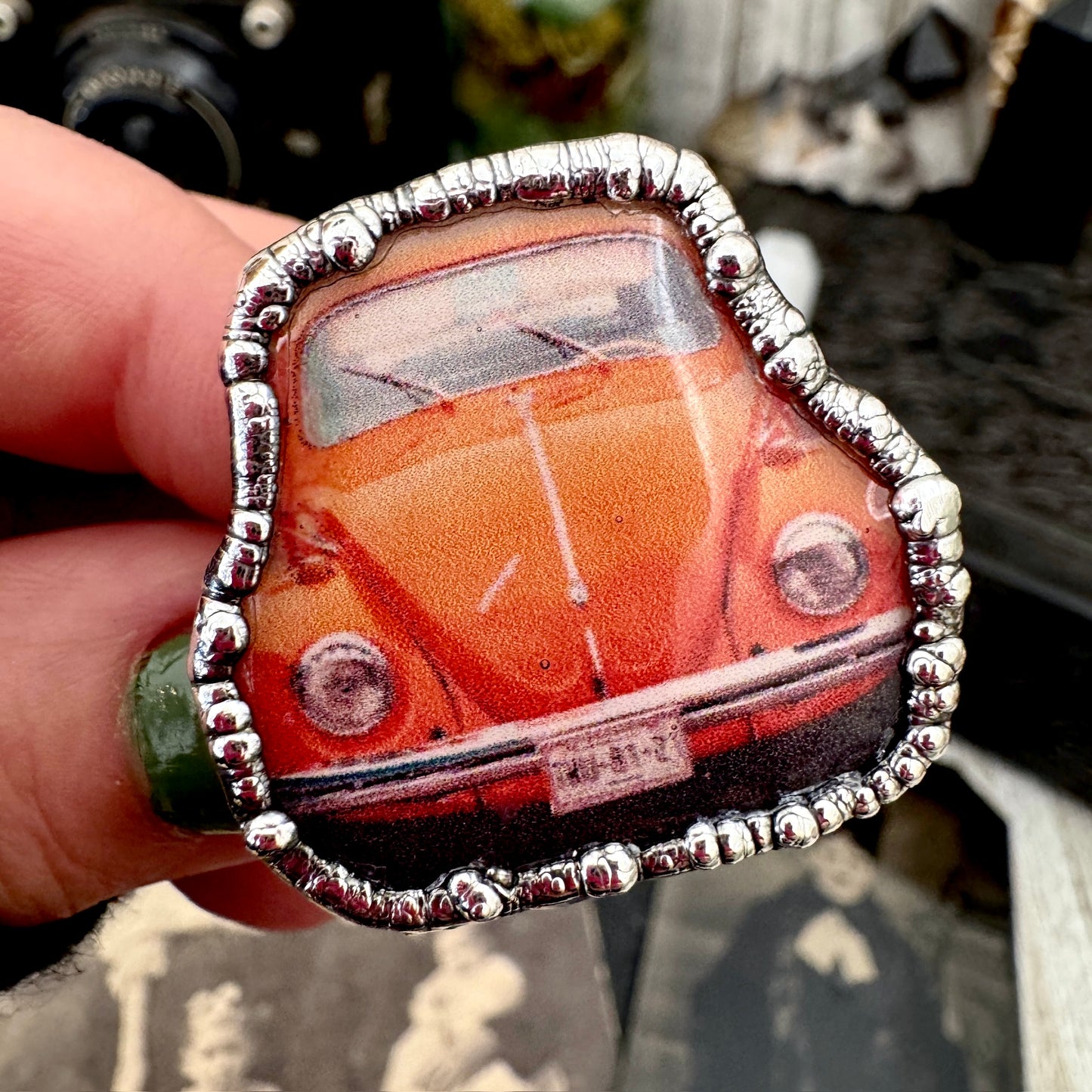 Vintage Car VW Bug - Fine Silver Ring Size 10.5 The Paper Projects Collection / One of a Kind FOXLARK