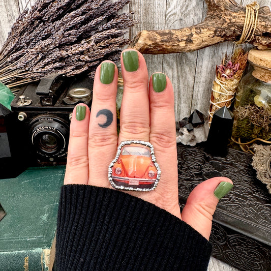 Vintage Car VW Bug - Fine Silver Ring Size 10.5 The Paper Projects Collection / One of a Kind