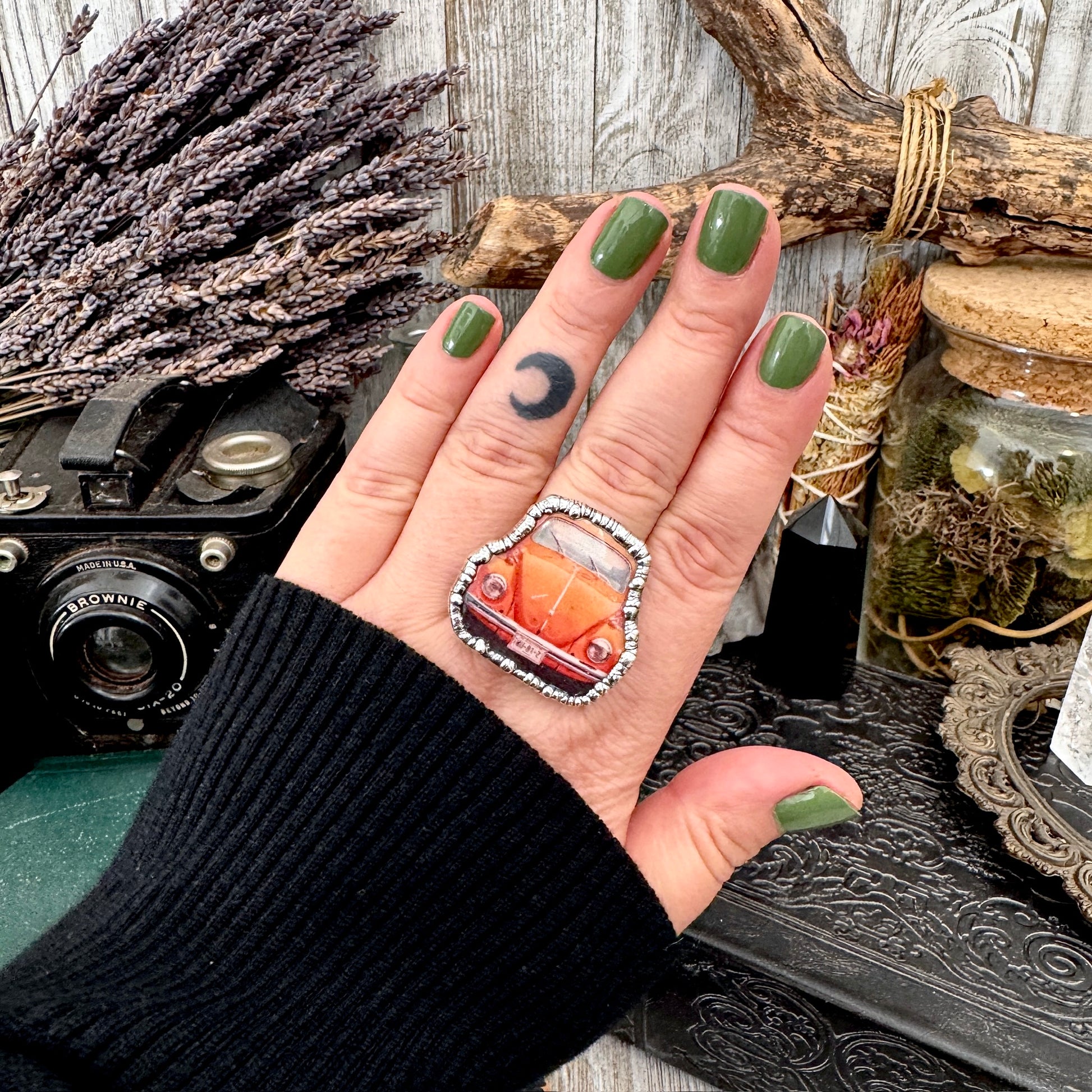 Vintage Car VW Bug - Fine Silver Ring Size 10.5 The Paper Projects Collection / One of a Kind FOXLARK
