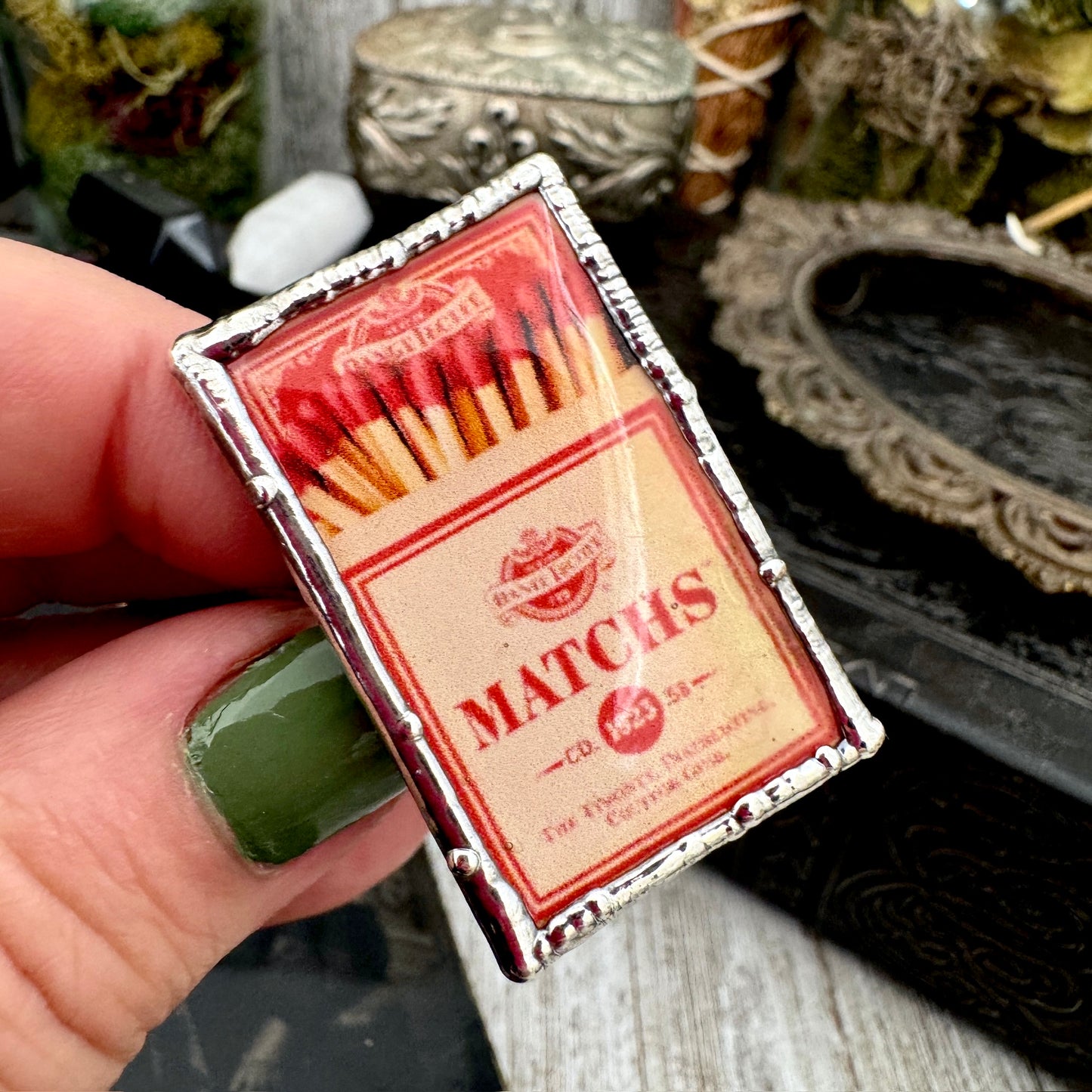 Vintage Matchbox- Fine Silver Ring Size 10 The Paper Projects Collection / One of a Kind FOXLARK