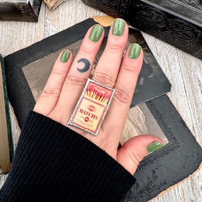Vintage Matchbox- Fine Silver Ring Size 10 The Paper Projects Collection / One of a Kind FOXLARK