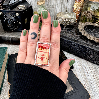 Vintage Matchbox- Fine Silver Ring Size 10 The Paper Projects Collection / One of a Kind FOXLARK