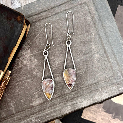Jasper Fine Silver Crystal Dangle Earrings / Long Dangle Witchy Earrings FOXLARK