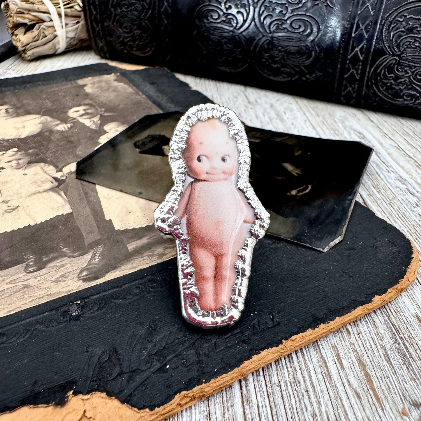 Vintage Kewpie Doll- Fine Silver Ring Size 8 The Paper Projects Collection / One of a Kind