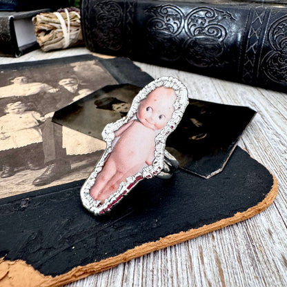 Vintage Kewpie Doll- Fine Silver Ring Size 8 The Paper Projects Collection / One of a Kind