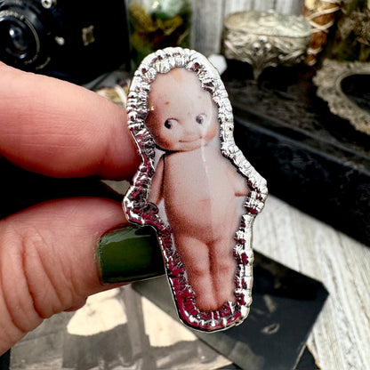 Vintage Kewpie Doll- Fine Silver Ring Size 8 The Paper Projects Collection / One of a Kind