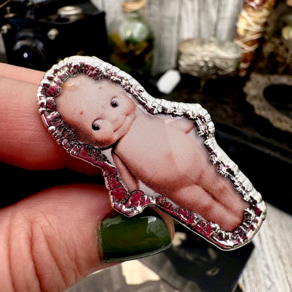Vintage Kewpie Doll- Fine Silver Ring Size 8 The Paper Projects Collection / One of a Kind