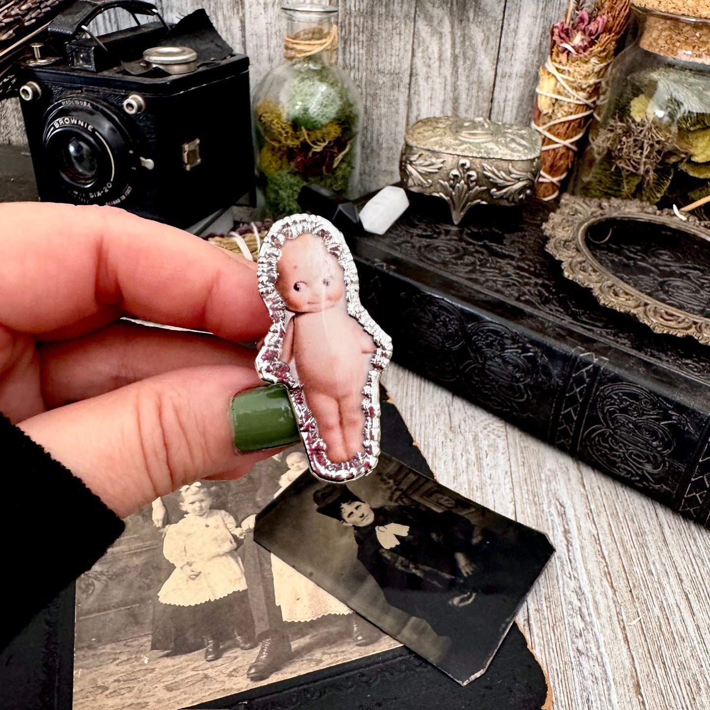 Vintage Kewpie Doll- Fine Silver Ring Size 8 The Paper Projects Collection / One of a Kind