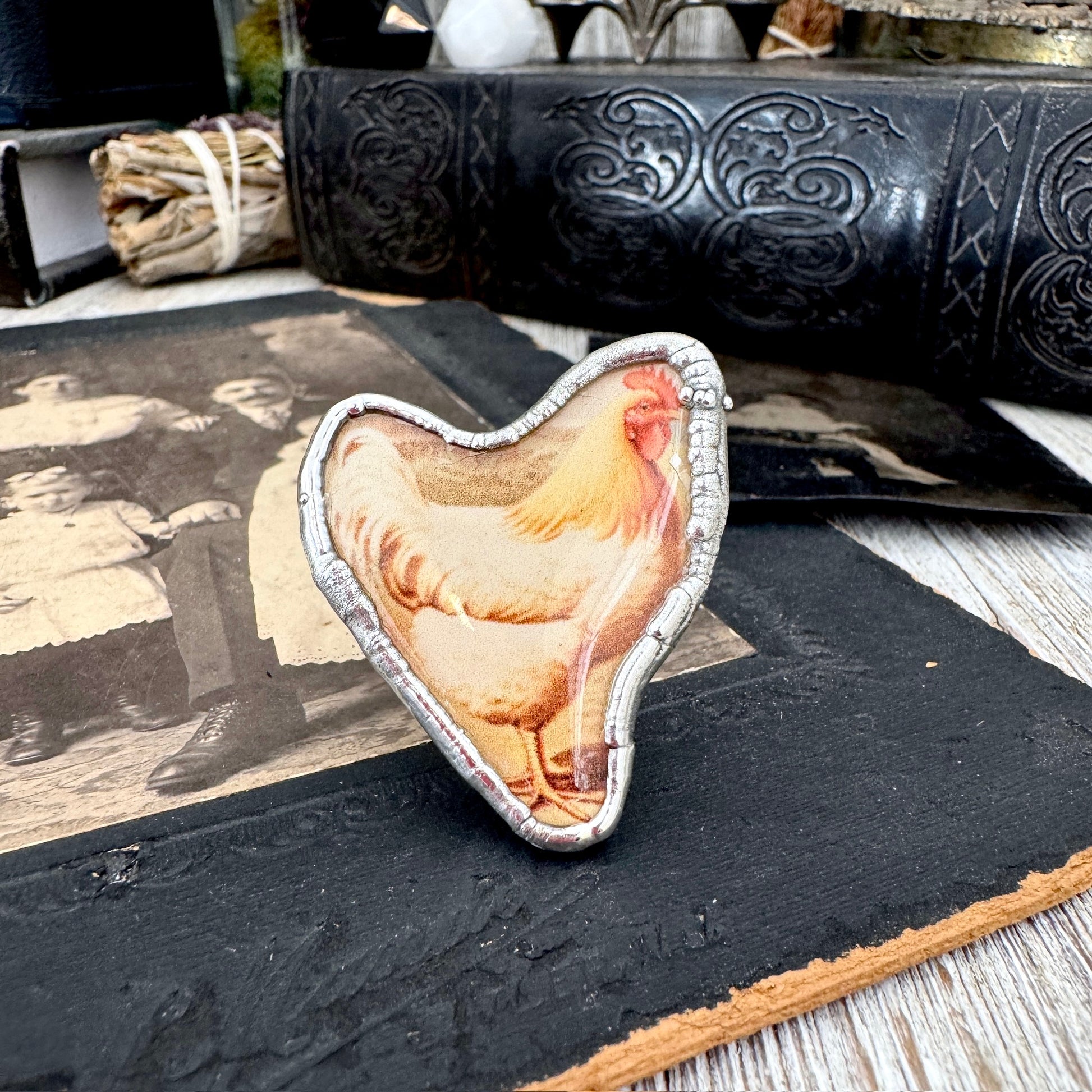 Vintage Chicken (Medium)- Fine Silver Ring Size 7.5 The Paper Projects Collection / One of a Kind FOXLARK