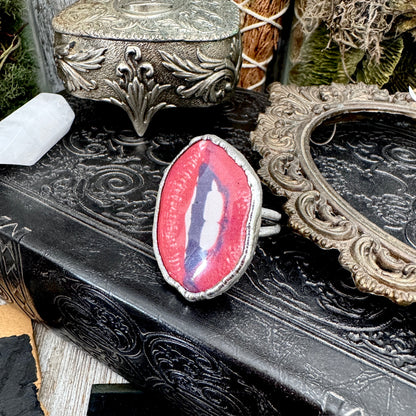 Vintage Lips- Fine Silver Ring Size 10.5 The Paper Projects Collection / One of a Kind