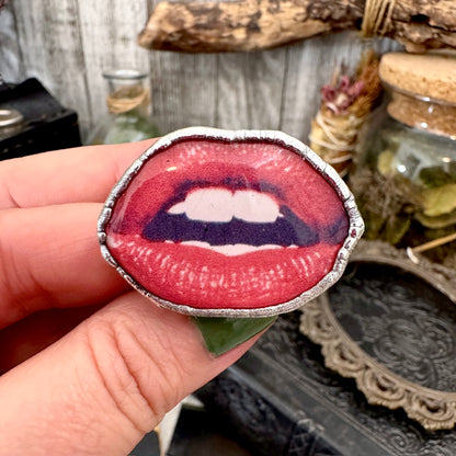 Vintage Lips- Fine Silver Ring Size 10.5 The Paper Projects Collection / One of a Kind