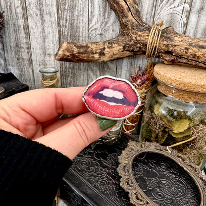 Vintage Lips- Fine Silver Ring Size 10.5 The Paper Projects Collection / One of a Kind