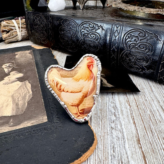 Vintage Chicken (Big)- Fine Silver Ring Size 10 The Paper Projects Collection / One of a Kind