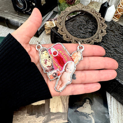 Vintage Collage Necklace (Kewpie Doll, Camera, Nesting Doll, etc.) - Fine Silver Necklace The Paper Project Collection / One of a Kind