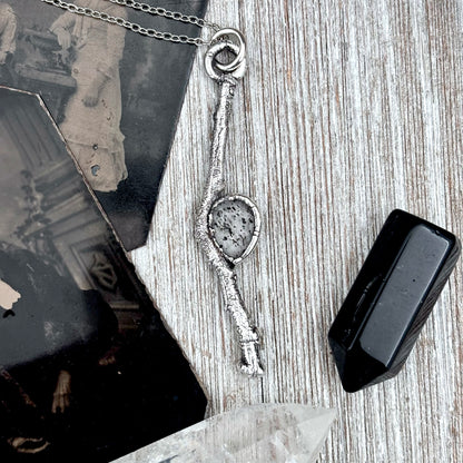 Graphite Included Quartz Crystal Necklace in Silver / Sticks & Stones Collection