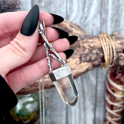 Smoky Quartz Crystal Necklace in Silver / Sticks & Stones Collection