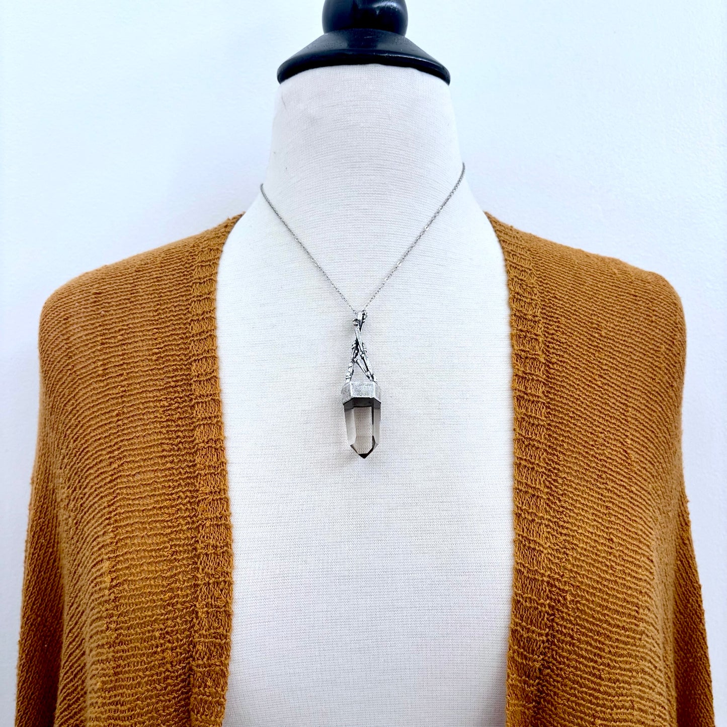 Smoky Quartz Crystal Necklace in Silver / Sticks & Stones Collection