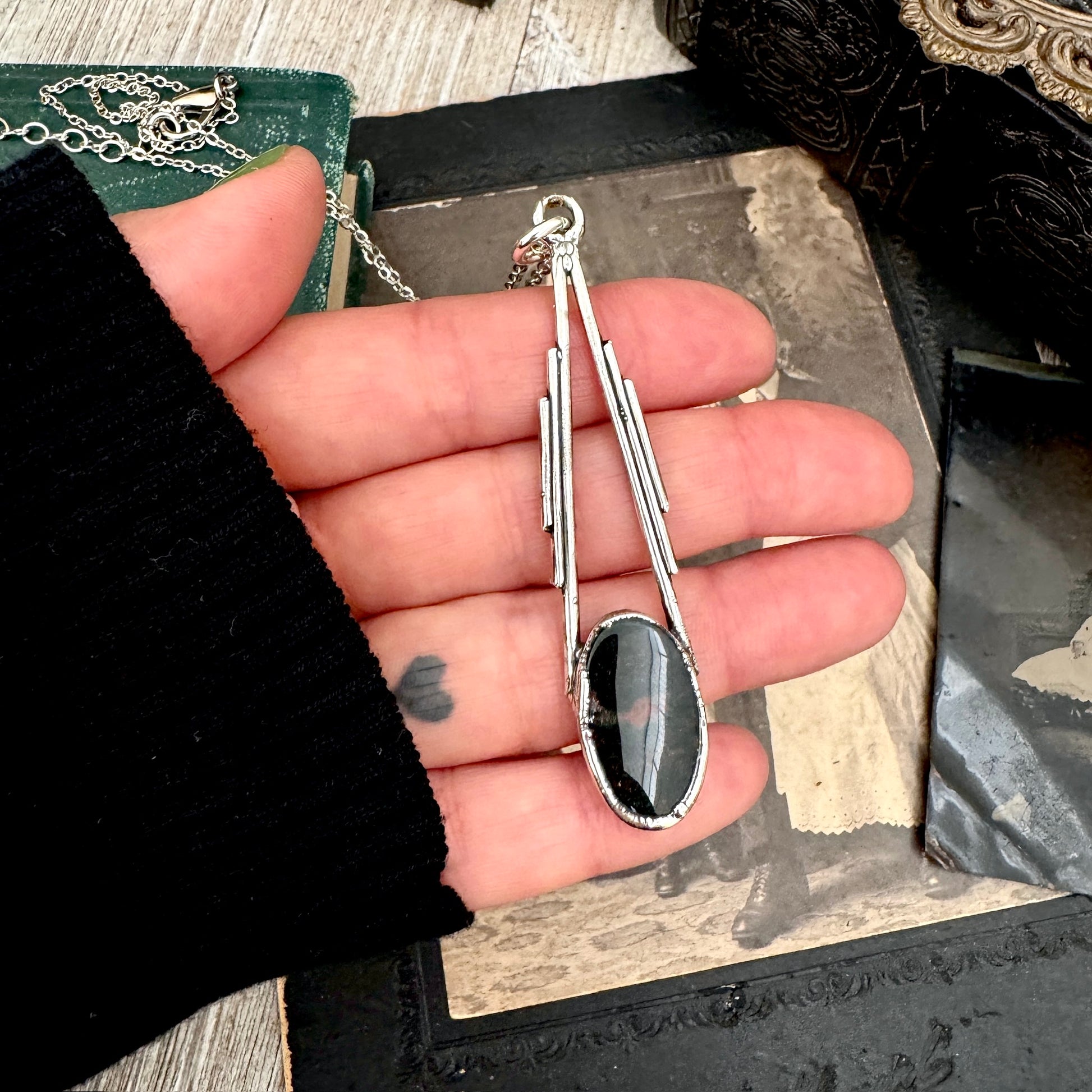 Bloodstone Crystal Necklace in Fine Silver / Foxlark Collection - One of a Kind FOXLARK