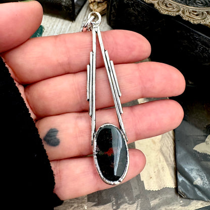 Bloodstone Crystal Necklace in Fine Silver / Foxlark Collection - One of a Kind FOXLARK