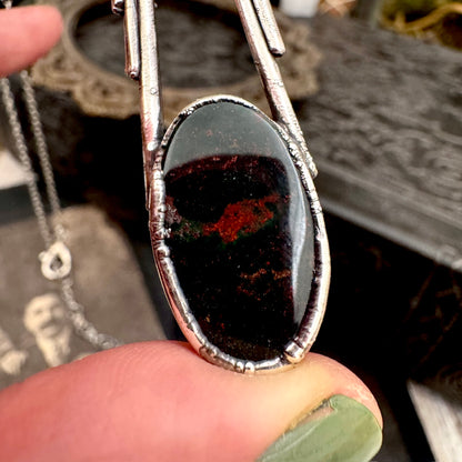 Bloodstone Crystal Necklace in Fine Silver / Foxlark Collection - One of a Kind FOXLARK