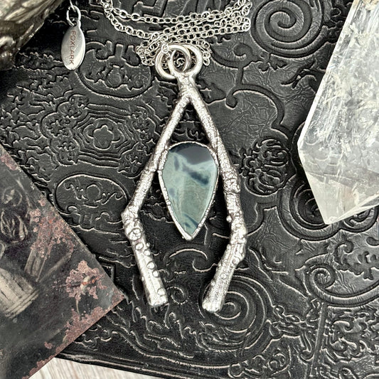 Spiderweb Obsidian Crystal Necklace in Silver /Sticks & Stones Collection