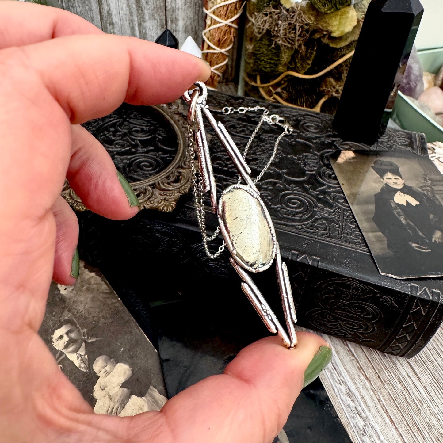 Pyrite Crystal Necklace in Fine Silver / Foxlark Collection - One of a Kind FOXLARK