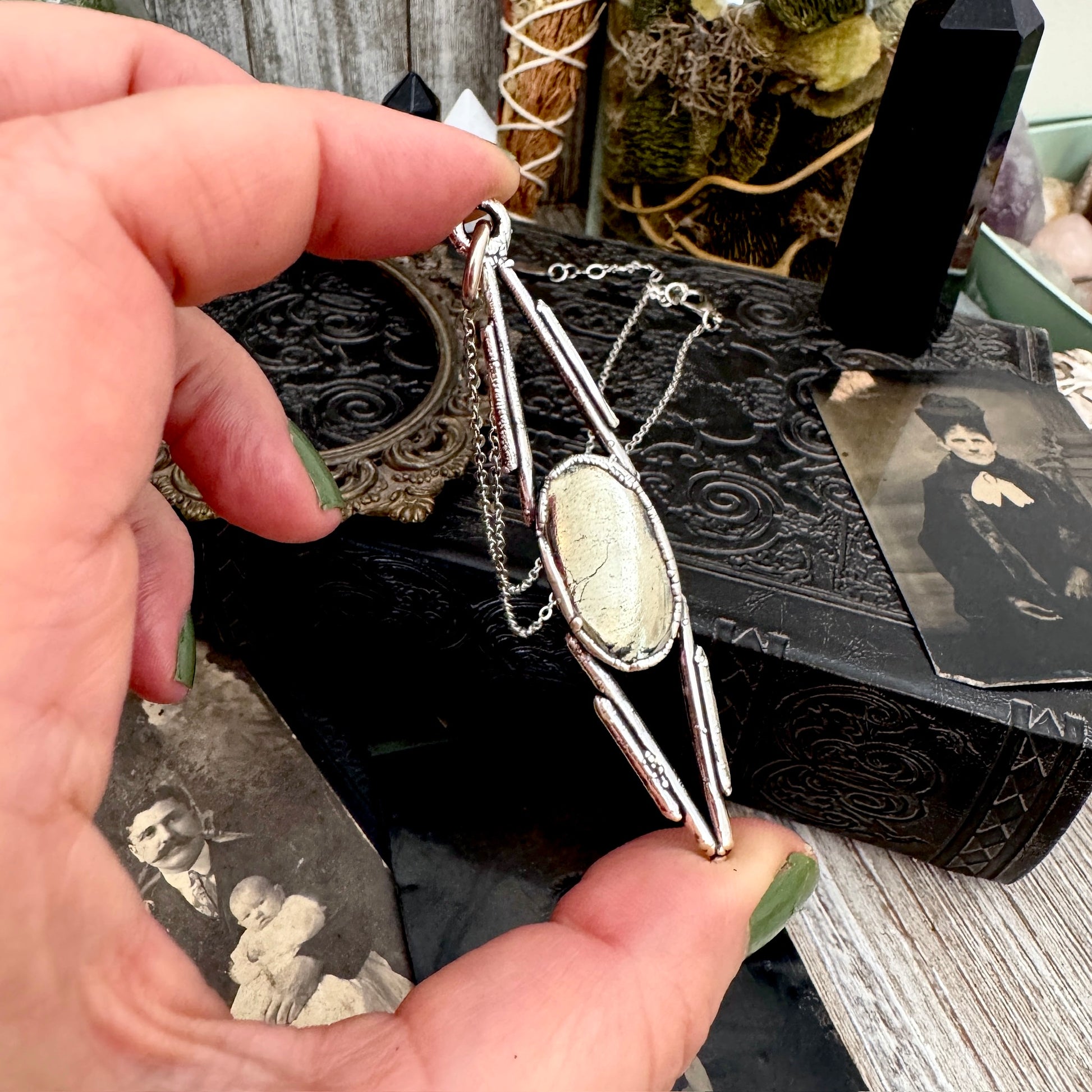 Pyrite Crystal Necklace in Fine Silver / Foxlark Collection - One of a Kind FOXLARK