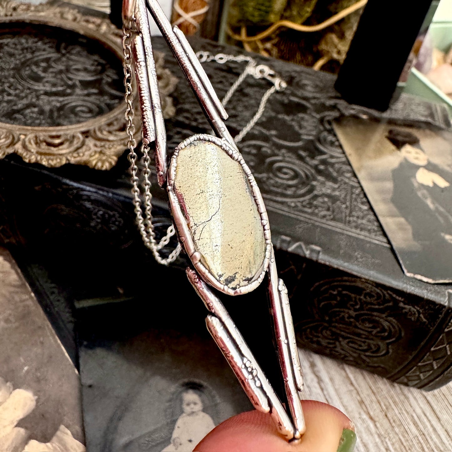 Pyrite Crystal Necklace in Fine Silver / Foxlark Collection - One of a Kind FOXLARK