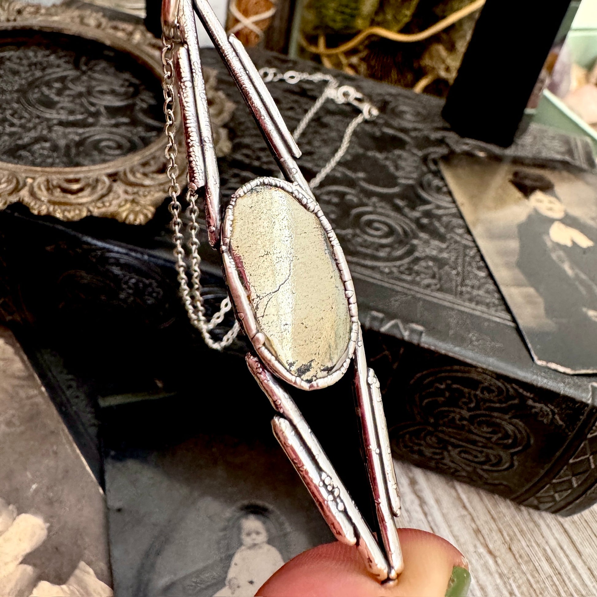 Pyrite Crystal Necklace in Fine Silver / Foxlark Collection - One of a Kind FOXLARK