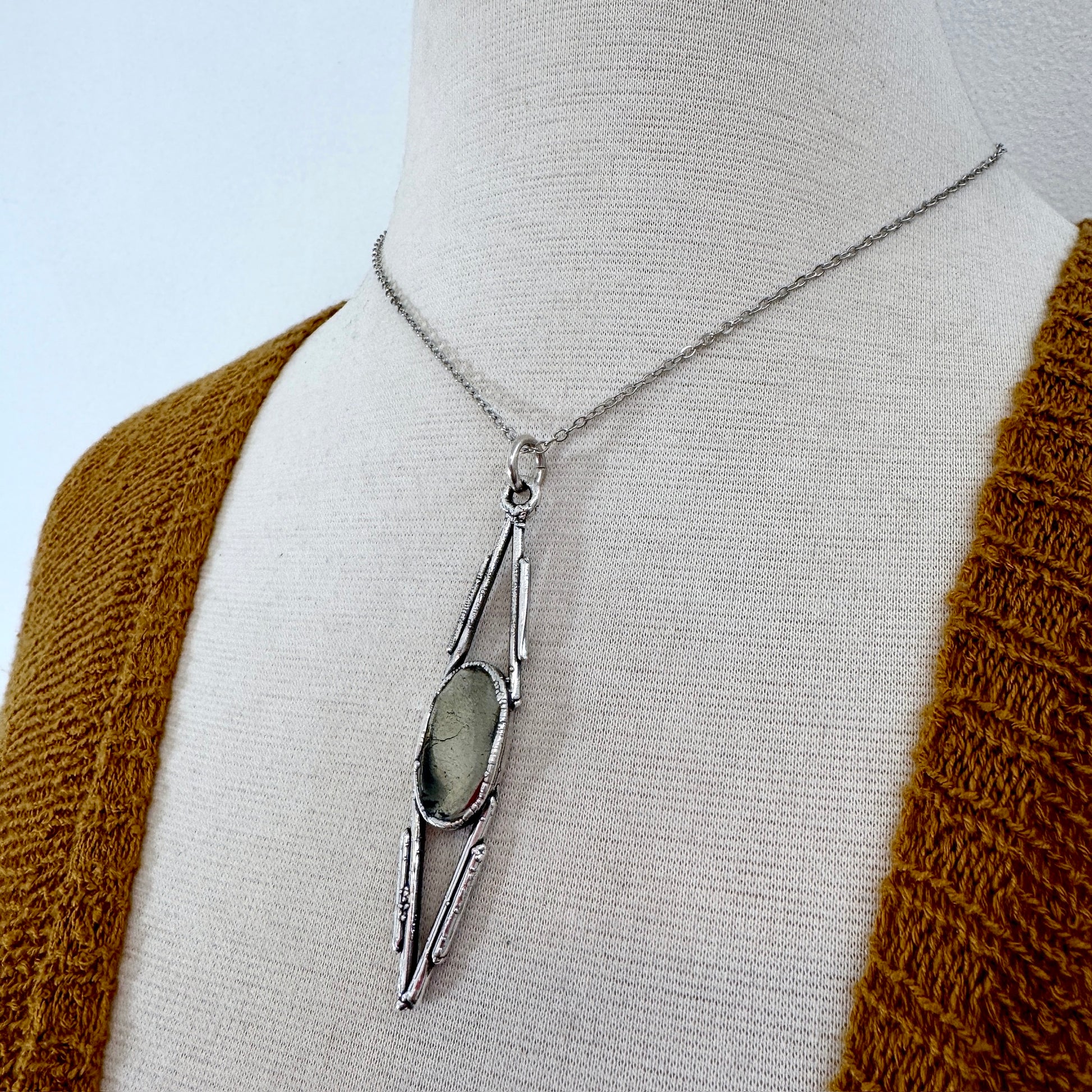 Pyrite Crystal Necklace in Fine Silver / Foxlark Collection - One of a Kind FOXLARK