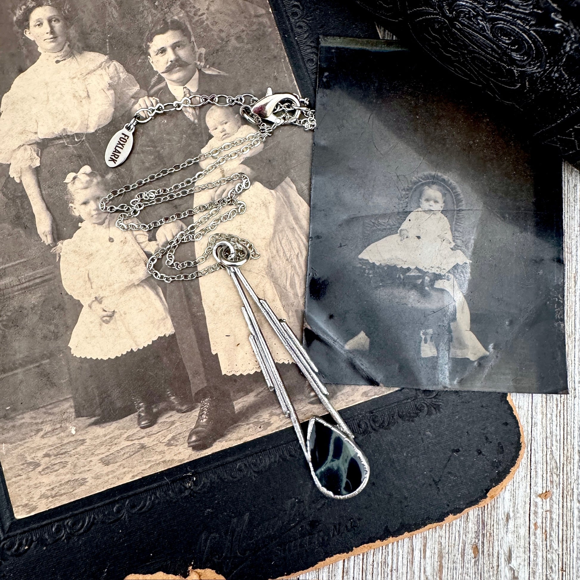 Spiderweb Obsidian Crystal Necklace in Fine Silver / Foxlark Collection - One of a Kind FOXLARK